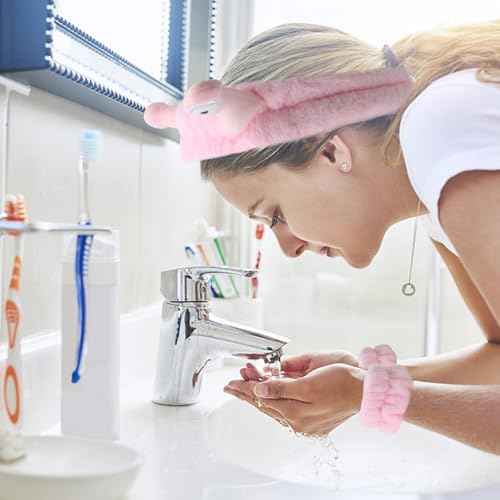 CAVETEE Headband for Washing Face£¬Skincare Headband with Wristband Cute Snail Spa Hair Bands Hair Accessories for Washing Face Skin care