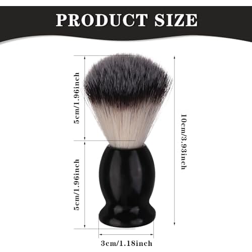 7Pcs Men Shaving Brush Wood Handle, Professional Salon Tools Hand Crafted Shaving Brush Wood Handle Black Wood Handle Shave Brushes Handmade Nylon Hair Brush for Men
