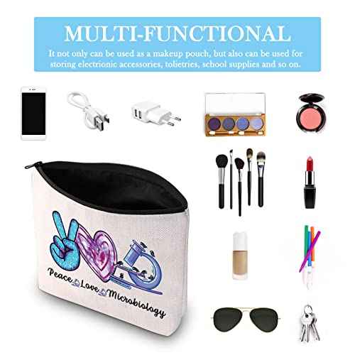 GJTIM Microbiologist Gift Cosmetic Bag Love Microbiology Science Lab Week Makeup Bag for Women in Science