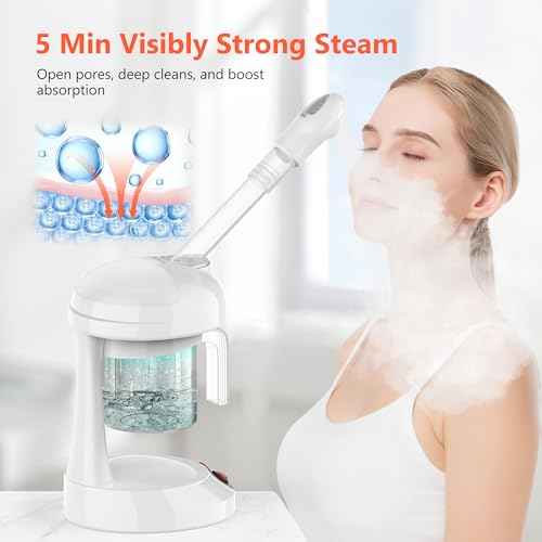 Ozone Facial Steamer - TASALON Face Steamer for Facial Deep Cleaning, Portable Facial Steamer with Removable Water Cup, Nano Ionic Face Steamer for Home Salon Spa or Personal Care