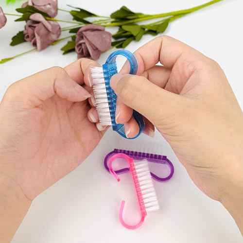 4 Pack Handle Grip Nail Brushes, Colorful Mini Fingernail Brush, Hand Scrub Cleaning Brushes for Nails and Toes, for Women Men