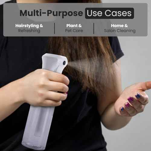VIGOR PATH Continuous Spray Bottle for Hair ? Fine Mist Mister for Hairstyling, Cleaning, Plants, Pets, Barbers, Salons, and Essential Oil Applications (200ml/6.7 oz) Clear