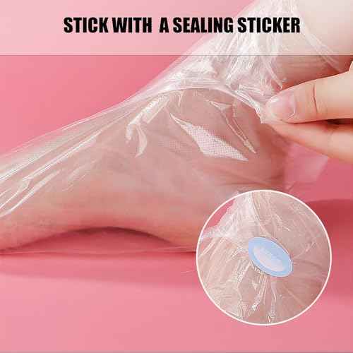100pcs Paraffin Bath Liners - Disposable Plastic Foot Covers for Moisturizing Foot Spa, Women's Feet Care Socks (Transparent)