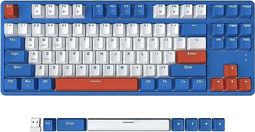 AJAZZ 75% Mechanical Gaming Keyboard,Non-Backlit Wireless Gaming Keyboard Dual Modes BT5.0/2.4G,MX Switch Hot Swappable with Detachable Frame,Compact TKL Keyboard with OEM Keycaps for PC Win Mac Gamer
