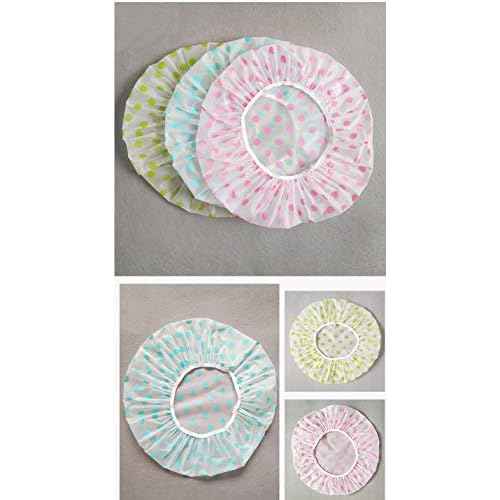 TCOTBE 6 Pieces Waterproof EVA Plastic Shower Cap,Elastic Reusable Bathing Cap,Beauty Salon Spa Lace Elastic Band Flower Printed Hat Environmental Protection Hair Bath Caps