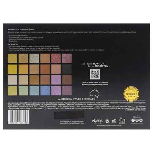 Klara Cosmetics 24 Eyeshadow Palette - Eye Makeup Palette with Matte, Shimmer and Metallic Finishes - Face Makeup Palette - Marrakech - 2.5 oz