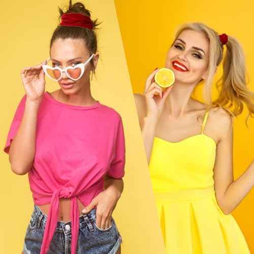 4 Pcs Hair Scrunchies Velvet Elastic Hair Band Thick Large Soft Scrunchy Ropes Curly Ponytail Holder Ties Gift for Wristband Girls Women Hair Accessories Valentine's Day(Red)