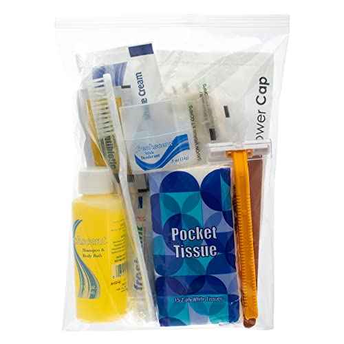 Moda West 24 Kits - Bulk Case of Wholesale Deluxe 15 Piece Toiletry Kit for Men, Women, Travel, Charity