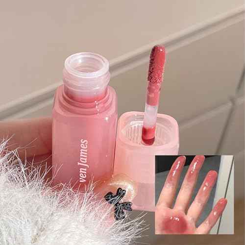 Dulele 4PCS Jelly Lip Gloss Hydrating Lip Glaze, Glossy Plumping Lipgloss Waterproof Non-Stick Cup Tinted Lip Balm, Mirror Finish Liquid Lipstick for Women and Girls