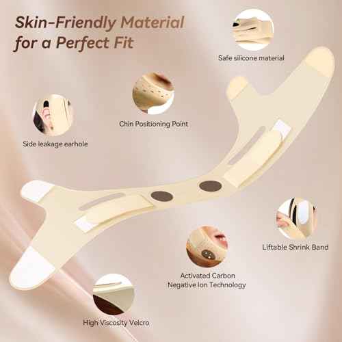 Reusable V Line Silicone Face Strap, Soft Silicone Chin Strap for Women 23-27 Inches (Skin yellow)