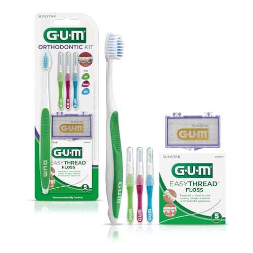 GUM Orthodontic Kit ? Features Orthodontic Toothbrush, 3 Proxabrush Sizes and Shred-Resistant EasyThread Floss, and Mint Ortho Wax