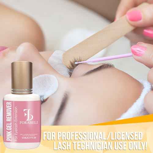 Forabeli Pink Gel Lash Remover for Eyelash Extensions, 15ml, Safe and Gentle Formula, Easy to Apply, Versatile and Efficient