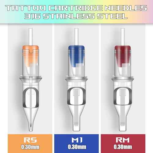 ATOMUS 50pcs Tattoo Cartridge Needles Size #10 RS RM M1 Purple Round Liner Tattoo Needles for Tattoo Gun Pen (5RS+7RS+9RS+7M1+9M1+11M1+7RM+9RM+11RM+15RM)