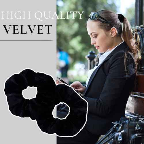 12 Pcs Classic Black Premium Satin Soft scrunchies,Velvet Scrunchies for Girls&Women, Hair Ties for Girls and Suitable for Various Occasions
