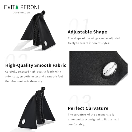 EVITA PERONI Banana Clip with Twistable Wings, Fabric Ponytail Holder Hair Clips for Thick Curly Hair Large Claw Clips Elegant Hair Accessories for Women, Silver Gray