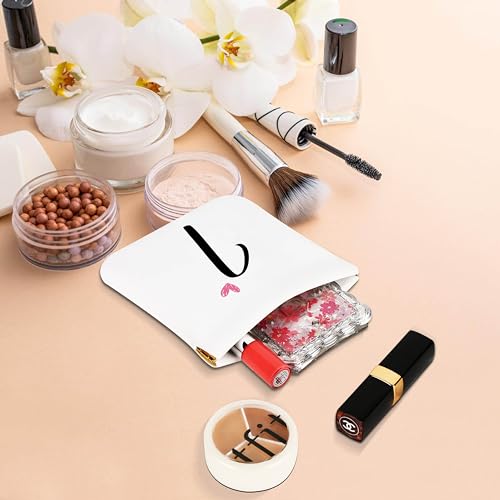 Initial I Personalized Pocket Cosmetic Bag, Waterproof Portable No Zipper Self-closing Makeup Pouch, Mini Travel Storage Makeup Bag, Gift Ideal for Women Girls Teen (BP09)