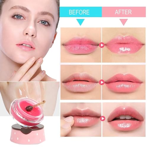 6Pcs Bee Lip Balm Honey Pot,Lip Sleeping Mask Hydrating Prevention Dry and Cracked Lip Scrubs Exfoliator Lip Care,Lip Mask Overnight Reduces Lip Lines