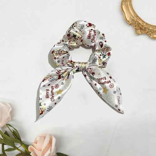3 PCS Christmas Gift Hair Scrunchies Hair Scarf Hair Accessories Snowman Snowflake Elastic Hair Band Cute Hair Ties for Women