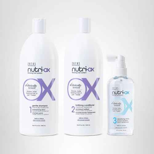 NUTRI-OX Gentle Shampoo & Conditioner & Tonic | Thicker, Fuller-Looking Hair | Color Treated Hair | Peppermint | Clinically & Dermatologically Tested | 33.8 Fl Oz