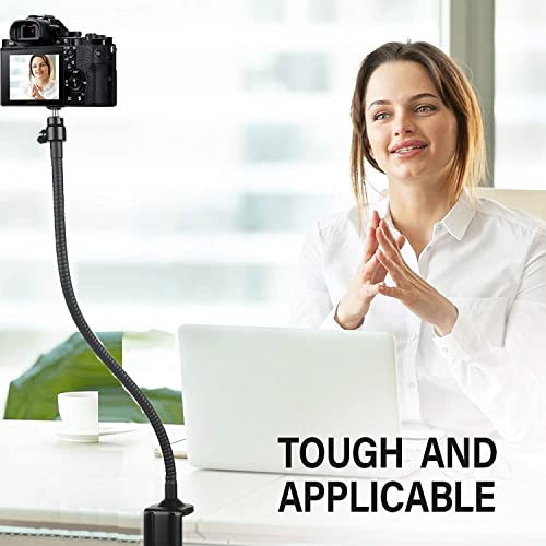 AceTaken 25 inch Flexible Desktop Jaw Long Arm Clamp Mount Holder Stand Compatible with Logitech MX Brio 4K, Brio 4K, Brio 500 Webcams