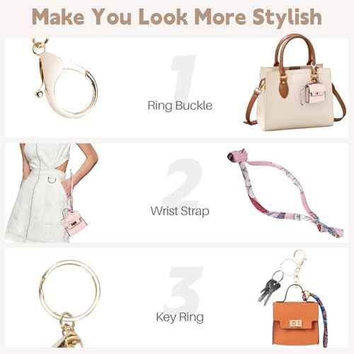 2 PACK Mini Backpack Keychain, Cute Cosmetic Bag for Purse with Wrist Strap, PU Leather Makeup Bag Headphone Pouch for Girls Women, Birthday/Party/Christmas Gifts (Ladder)