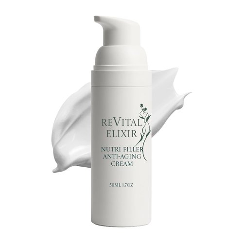 Revital Elixir Nutri Filler Cream – Peptide & Hyaluronic Acid Anti-Aging Moisturizer for Mature Skin – Firming & Hydration, 1.7 oz Airless Pump