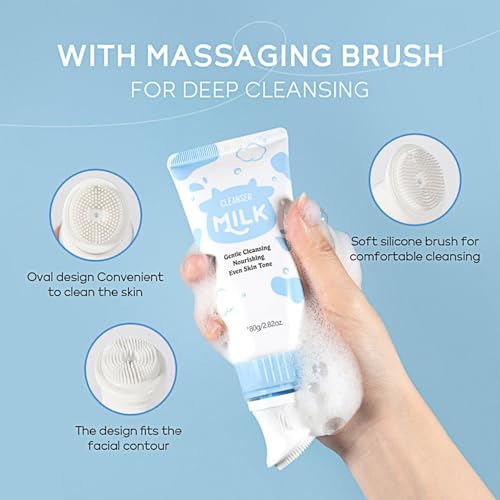 9PCS Milk Skin Care Sets for Women, Kids Skin Care Set for Girls Ages 8-12, Girls Skin Care for Kids Age 8-12, Cleanser,Serum,Cream,Eye Cream,Toner,Masks,Hairband,Brush, Gifts for Teenage girls
