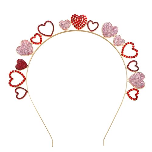 Soochat Valentine's Day Heart Headbands Glitter Rhinestone Heart Hair Hoop Love Headband Hair Accessory for Women Gifts