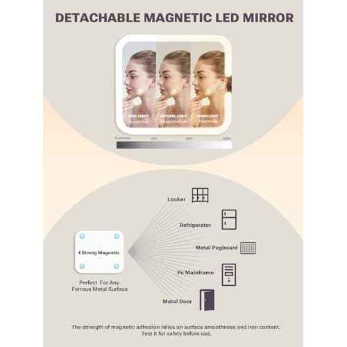 Qislee Makeup Box with Double Drawers and Four Trays, A Detachable Lighted Mirror, Waterproof Travel Train Case, Cosmetic Organizer and Makeup Suitcase with Magnetic LED Mirror(Black)