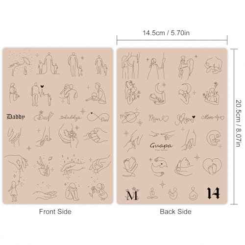 Guapa 1.5mm Silicone Tattoo Practice Skin ? Dual-Sided Pad with Family Designs for Tattoo Training, 14.5x20.5cm Realistic Fake Skin Sheet (Pink-3PCS)