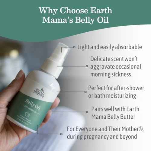 Earth Mama Belly Oil for Dry Skin | Calendula Skin Care Moisturizer Oil to Encourage Natural Elasticity and Help Prevent Stretch Marks During Pregnancy and Postpartum, 4-Fluid Ounce