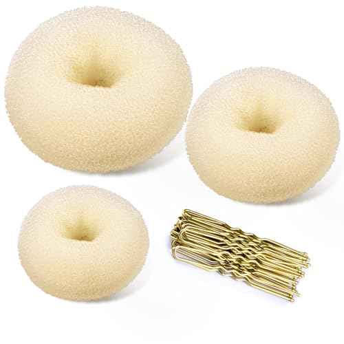 TsMADDTs Donut Bun Maker, 3PCS Hair Bun Maker with 20PCS Bobby Pins Blonde for Ballet Styling