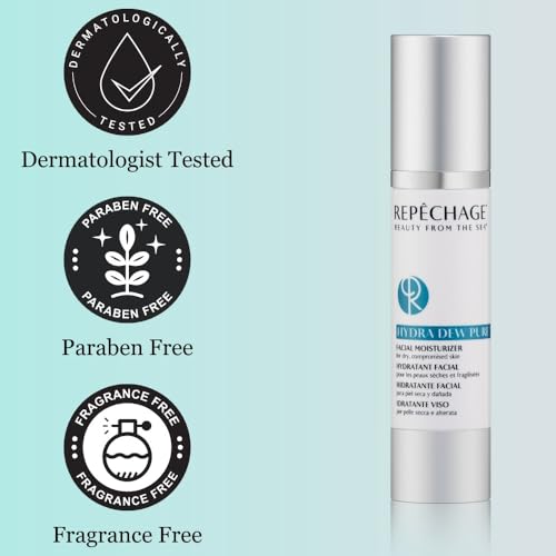 Repechage Hydra Dew Pure Facial Moisturizer - 1.6 oz Moisturizer Face Cream for Dry Sensitive Skin - Replenishes and Seals Moisture for Men & Women - Hydrating Face Moisturizer