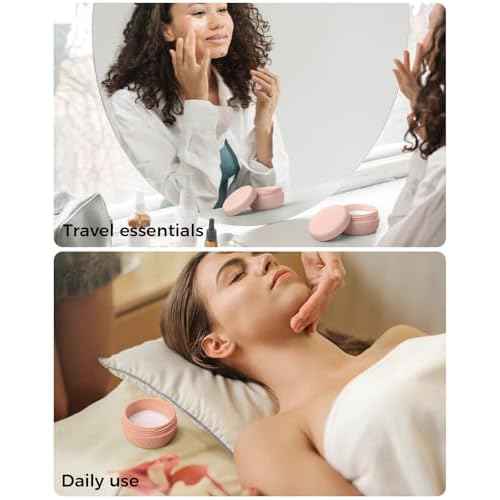 TakeToday Travel Containers for Toiletries, Leak-proof, TSA Approved, Refillable Silicone Cream Jars with Lid Travel Size Essential for Cosmetic toiletry Cream, 2oz, 4 Pack (Apricot)