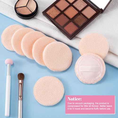 25 Pack 60mm Round Powder Puffs for Foundation Makeup Applicators, Soft Cotton Skin-Friendly Face Powder Sponge Velour Velet Puffs Pads for Cream Cosmetics