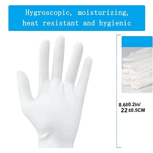 10 Pcs£¨5pairs£© White Cotton Gloves for Dry Hands Moisturizing Gloves Overnight Eczema Gloves Sleep Gloves for Women Cosmetic Jewelry Silver Moisturizing Coin Inspection