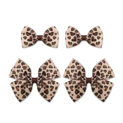 4pcs Leopard Bow Hair Clips, Cheetah Print Bowknot Hair Clip Korean Style Alligator Clip Barrettes Hairpins for Girls Women Kids Hair Accessories