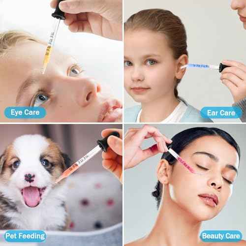 Herain 8 Pack Glass Pipette Dropper, Ear and Eye Dropper Bent & Straight Tips, 1 ml Droppers for Essential Oils, Lab, Crafts, Measuring and Transferring a Variety of Liquids