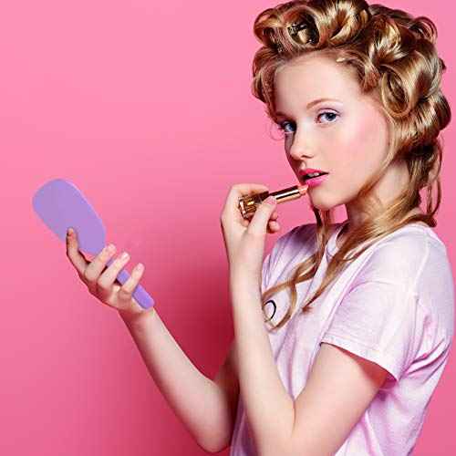 Hicarer 16 Pcs Hand Handheld Mirror with Handle Plastic Travel Makeup Handheld Cosmetic Mirror for Travel, 3.15 Inch Wide, 7.09 Inch Long (Blue,Green,Pink,Purple)