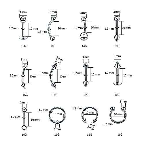 A-minusone 84PCS Body Septum Piercing Kit 14G 16G Tools for Nose Tongue Lip Ear Eyebrow Belly Button Cartilage Tragus Industrial Barbell Helix Daith Piercing Jewelry Clamps
