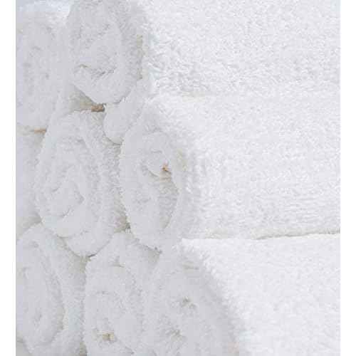 Softolle 100% Cotton Washcloths 24 Pack (12x12 Inches) Soft, Highly Absorbent Washcloth, Face Towels, Wash Cloths for Face, Ring Spun, Bulk Pack (White)