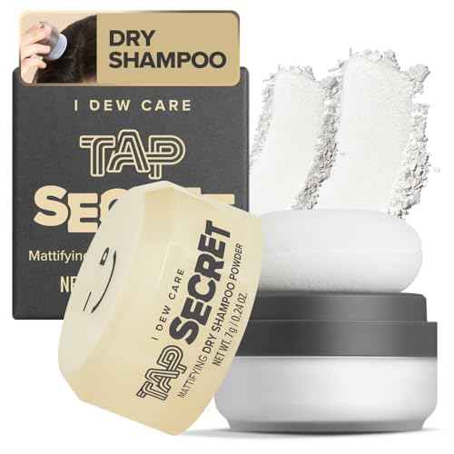 I DEW CARE Tap Secret Dry Shampoo Powder with Biotin - Tap Secret Original | Strengthening & Volumizing, Refillable, Travel size, Non-aerosol, Brunette, Korean Ginseng, Stocking Stuffers, 0.24 Oz