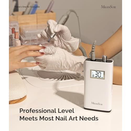 MelodySusie Entry-Level Clip-On Cordless Nail Drill, SC320H 30000RPM Popular Classic E-File with LCD Display for Manicure Shaping & Gel Removal, Perfect for Training, Nail Art Practice & Home Use
