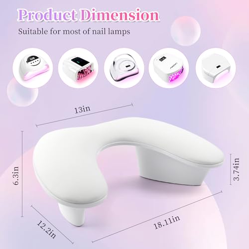 Arm Rest for Nails Tech, U Shaped Soft PU Leather Nail Arm Rest,Ergonomic Slope Angle Hand Rest for Nails Tech,Professional Salon Manicure Arm Rest Cushion (White)