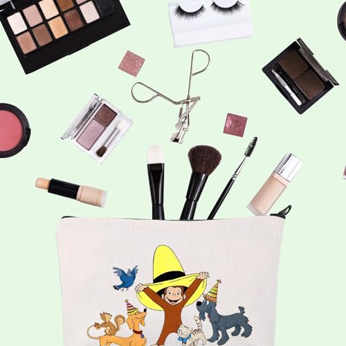 FOTAP Cartoon Monkey Makeup Bag Best Friends Gift Cartoon Characters Lover Gift Adventure TV Series Cosmetic Bag BFF Gift (Monkey &hat)