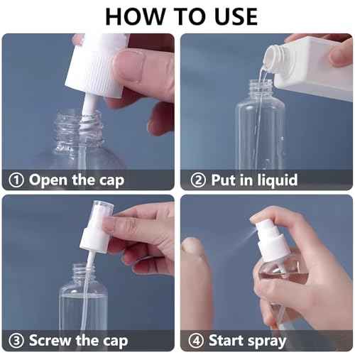 4 Pack 4 Oz (120ml) Small Spray Bottles - Fine Mist, Refillable, Reusable