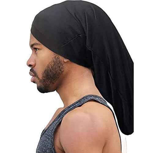 King.J Super Long Unisex Spandex Cap for Dreadlocks (Black)