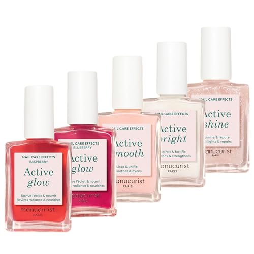 Manucurist Rainbow Active¢â Full Range 5-Pack Gift Box - Nail Care & Polish Set - No Lamp - 5 Treatment Nail Polish : Glow Raspberry, Glow Blueberry, Shine, Smooth, Bright - Christmas Gifts for Women