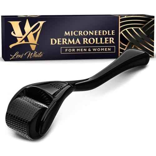 Derma Roller for Skin, Hair & Beard ? Women and Men Titanium Microneedling Roller for Face & Scalp, Safe & Easy to Use - Jet Black