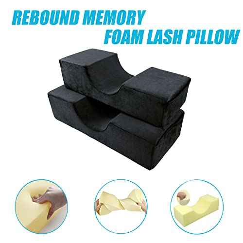 Comfortable Eyelash Extension Neck Pillow,Memory Foam Neck Contour Pillow for Sleeping Support,Beauty Salon Lash Grafting Pillow,Removable Black Velvet Cervical Pillow